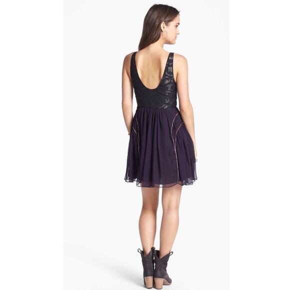 FREE PEOPLE LOTUS POND EMBELLISHED FIT & FLARE DRESS PURPLE NWOT Sz:XS Ret$400 - Picture 5 of 8